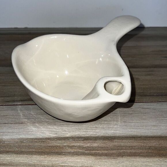 VINTAGE MID CENTURY MODERN CERAMIC HANDLED SAUCE GRAVY BOAT SEPARATOR - Picture 1 of 7